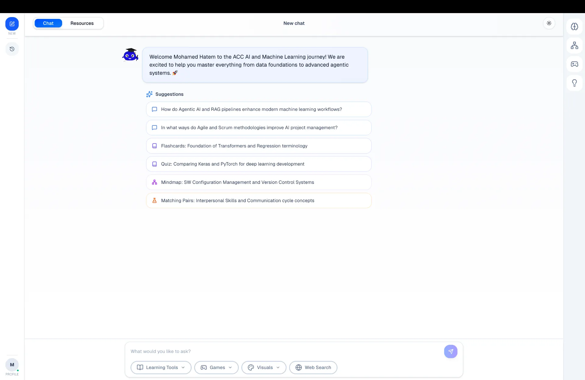 Sprints AI-powered learning companion interface